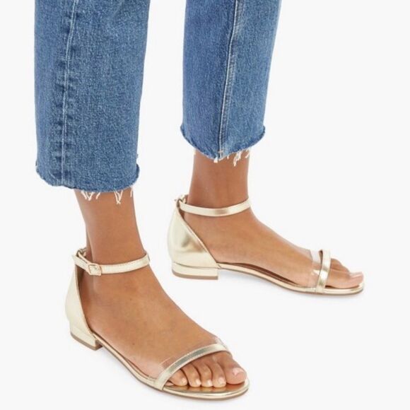 NIB JustFab Gold Gabbi Minimalist Sandals - Size 6.5 - Picture 1 of 16